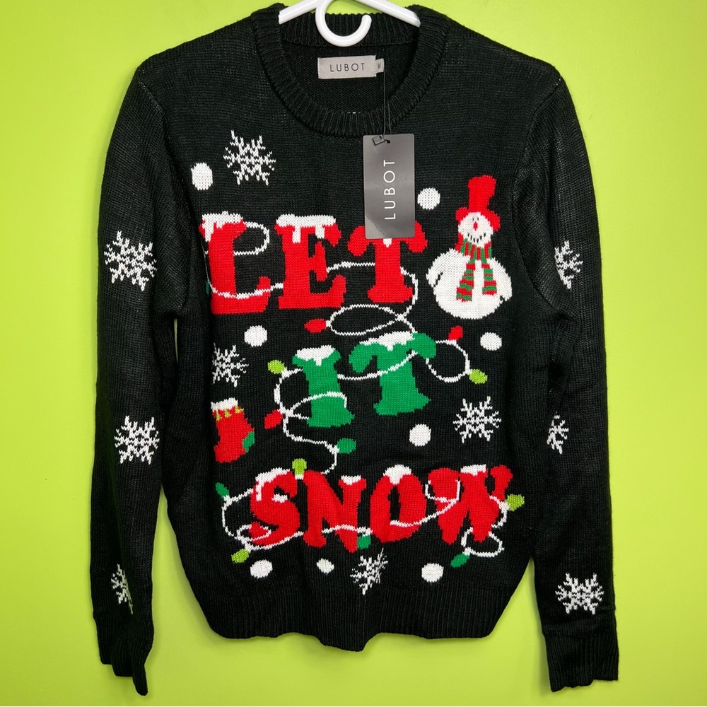 LUBOT “Let it snow” Christmas ugly sweater size M NWT